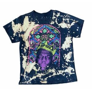 Notorious BIG Biggie smalls HANDMADE BLEACH Tie DYE Graphic Tee Sz M T-shirt Top